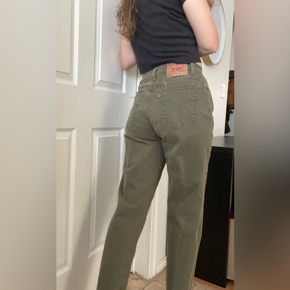 Vintage Y2K Levi's 550 Relaxed Fit Tapered Leg Jeans Sz 6 Green High Waist - Picture 3 of 5